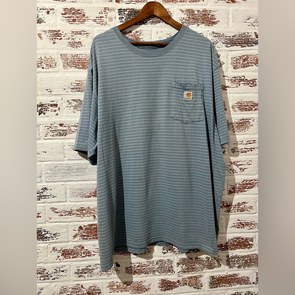 Carhartt Striped Pocket T-shirt Blue Size 2X